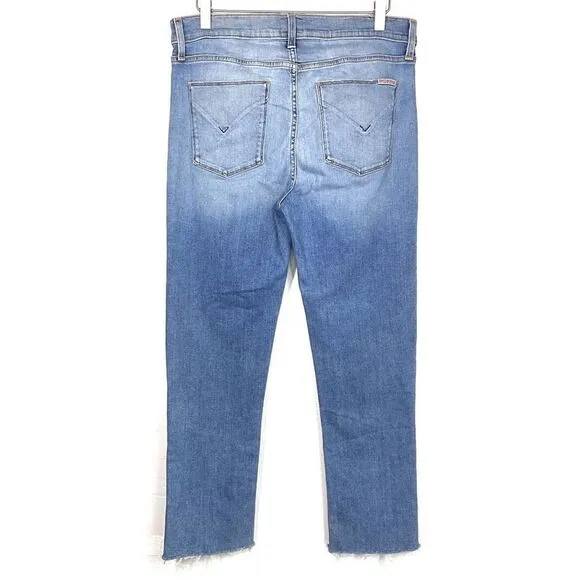Hudson Blue Moxi Nico Ankle Straight Slit Split Hem Denim Jeans 32
