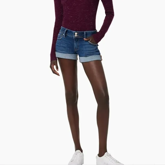 HUDSON Jeans Croxley Mid-rise Rolled Cuff Denim Shorts Size 26, New, Ret…