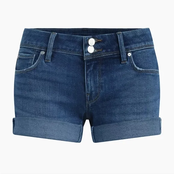 HUDSON Jeans Croxley Mid-rise Rolled Cuff Denim Shorts Size 26, New, Ret…