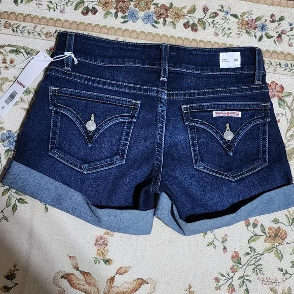 HUDSON Jeans Croxley Mid-rise Rolled Cuff Denim Shorts Size 26, New, Ret…