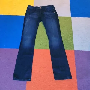 Hudson Y2k blue jeans stretch low rise straight leg long 32&quot; inseam 27 W