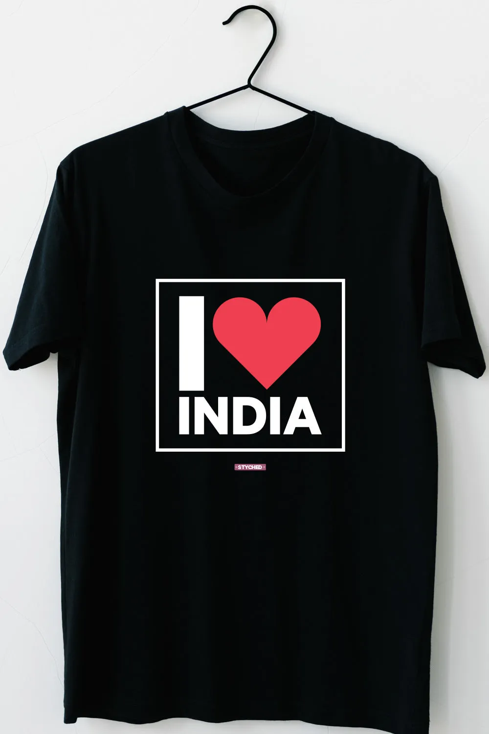 I love India - Styched in India Graphic T-Shirt Black Color
