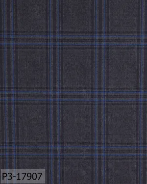 Iron Grey With Sapphire Blue Check Suit