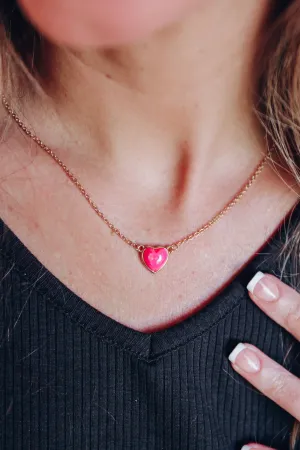 Irresistible Heart Pendant Necklace - AB Pink