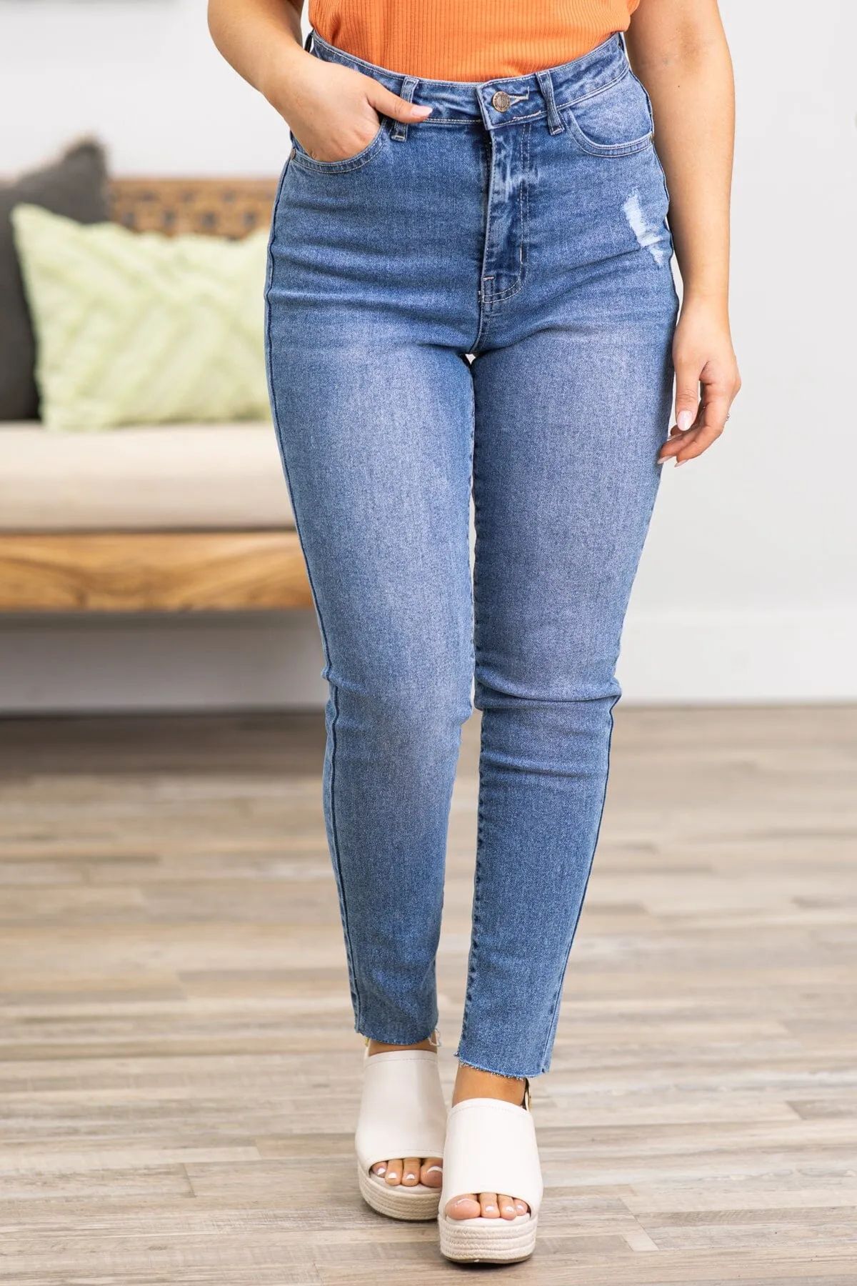 Itzianna Medium Wash Lightly Distressed Jeans