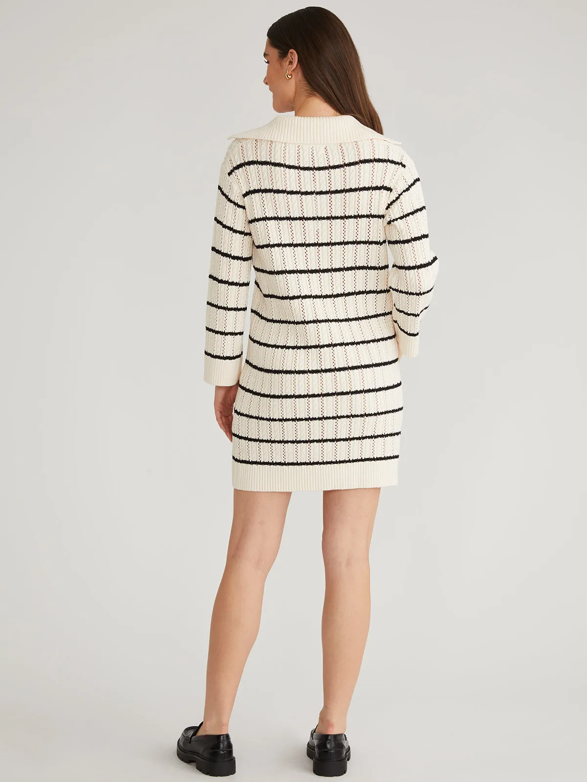 Jade: Pointelle Stripe Polo Mini Dress