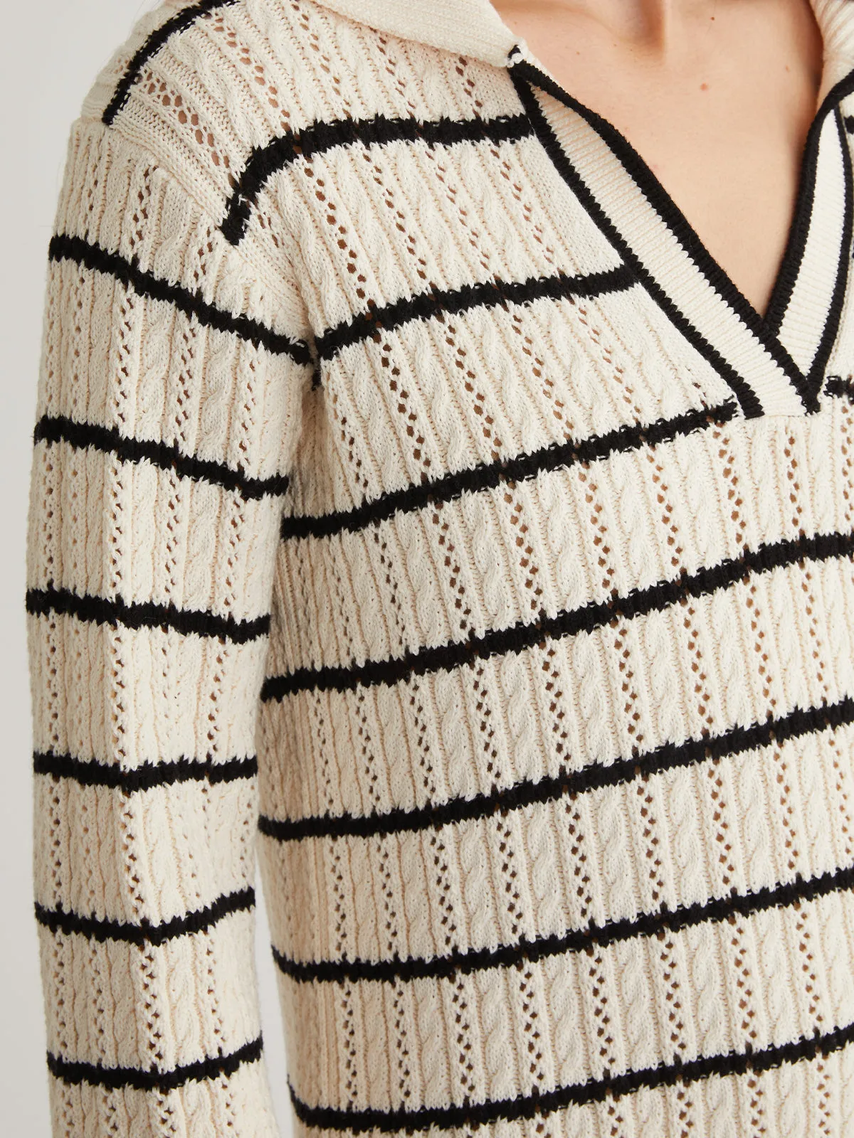 Jade: Pointelle Stripe Polo Mini Dress