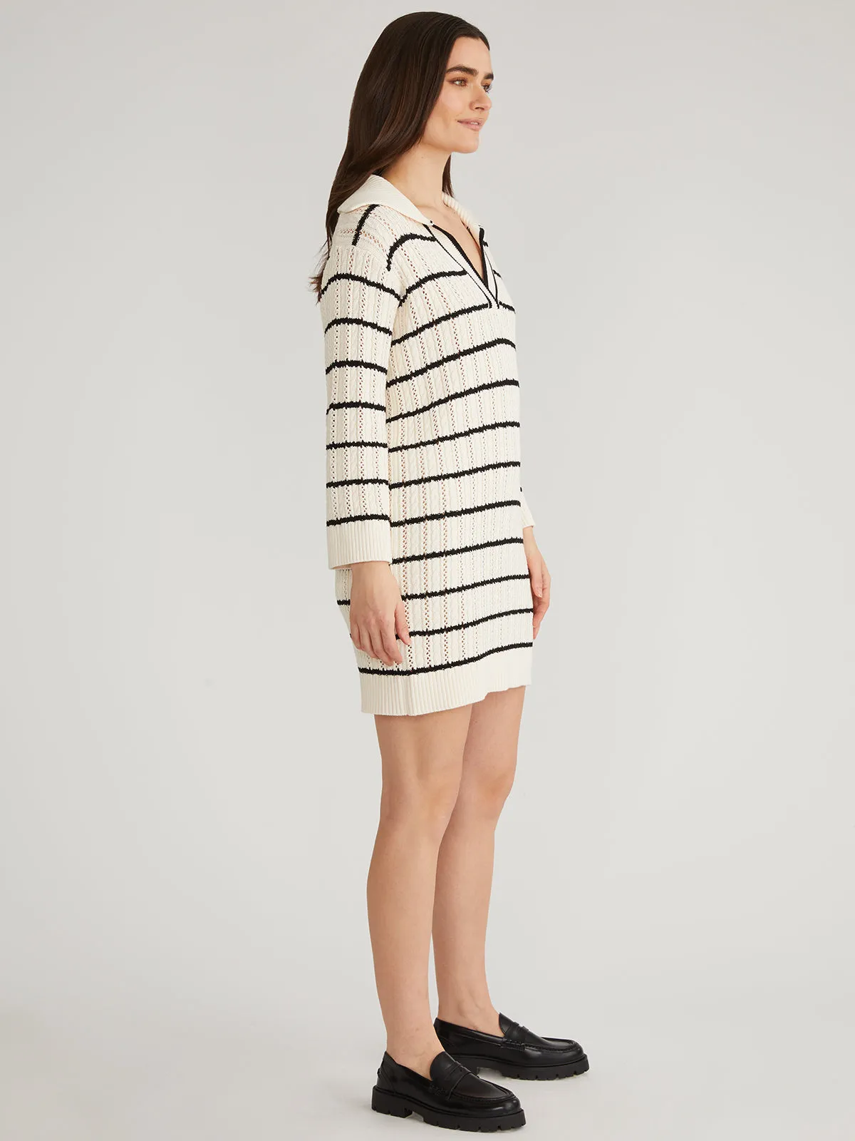Jade: Pointelle Stripe Polo Mini Dress