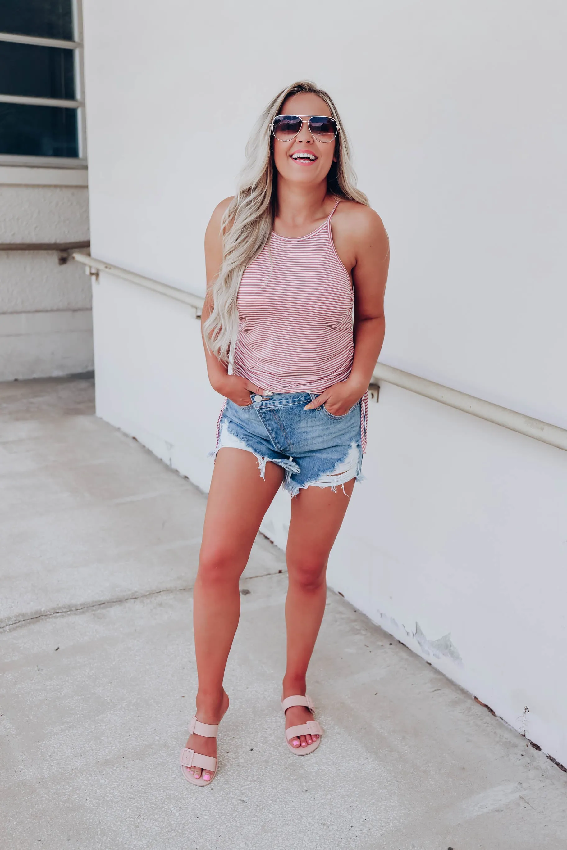 Janis Striped Tank Top - Mauve