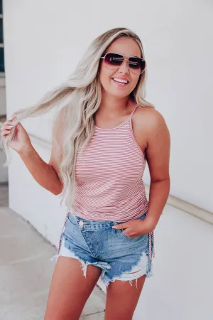 Janis Striped Tank Top - Mauve
