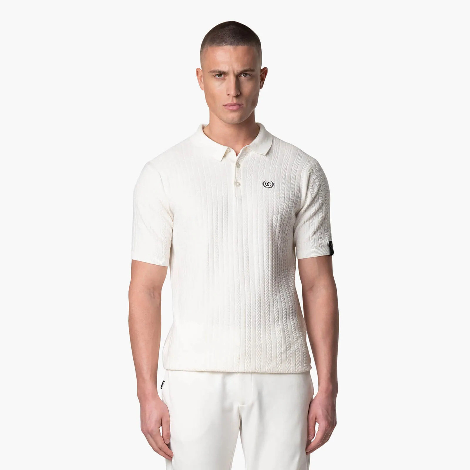 JAY KNITTED POLO | OFF WHITE/BLACK