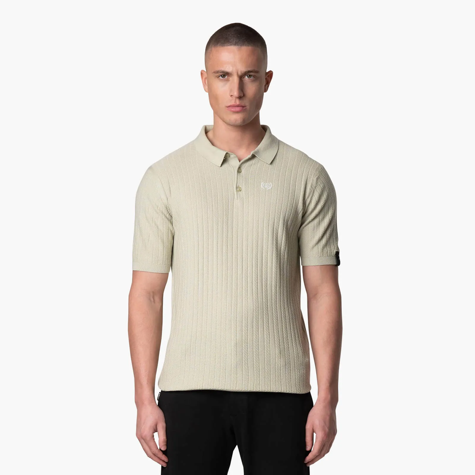 JAY KNITTED POLO | STONE/OFF WHITE