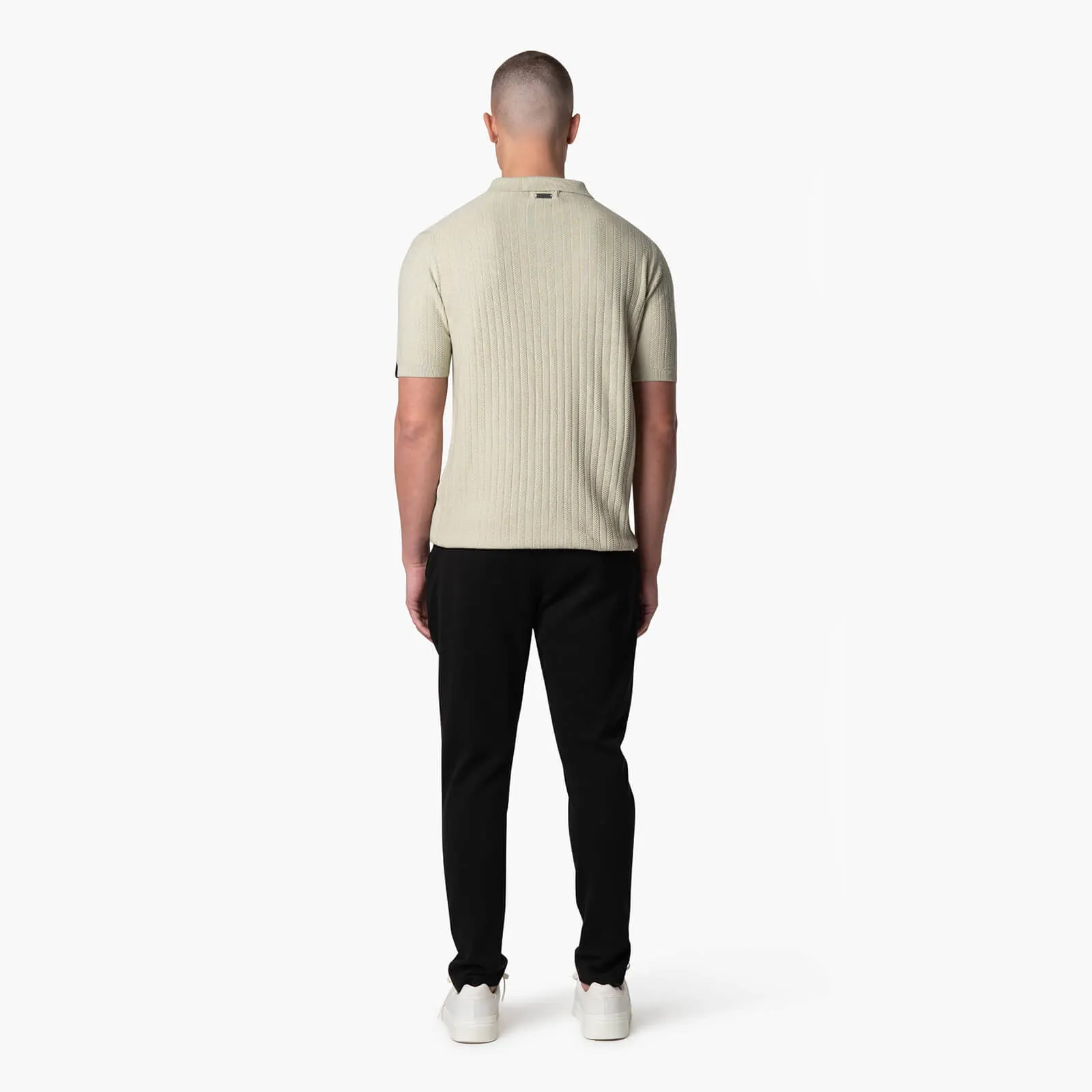 JAY KNITTED POLO | STONE/OFF WHITE
