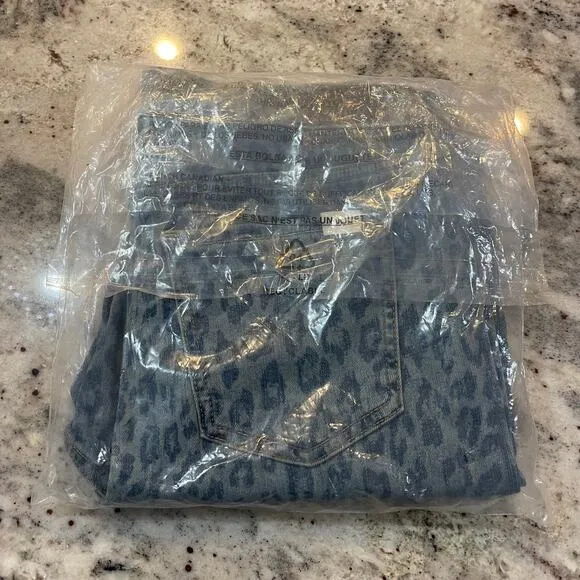 Jen7 by 7 for All Mankind Sunrise Leopard Jeans 8 NEW