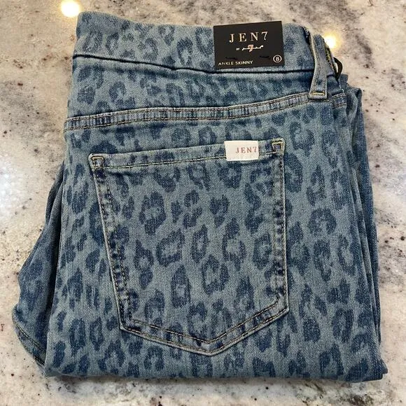 Jen7 by 7 for All Mankind Sunrise Leopard Jeans 8 NEW
