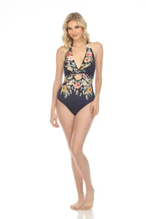 Johnny Was Mia Twist Keyhole One Piece Swimsuit Boho Chic CSW3022-H