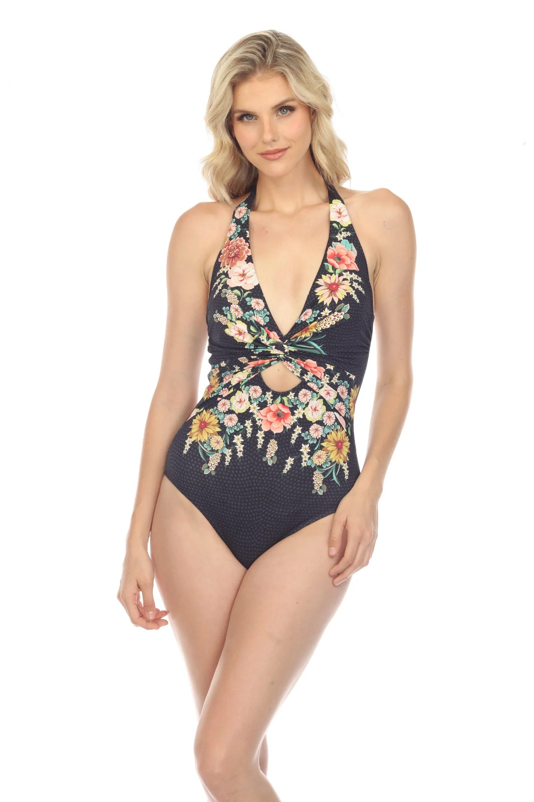 Johnny Was Mia Twist Keyhole One Piece Swimsuit Boho Chic CSW3022-H