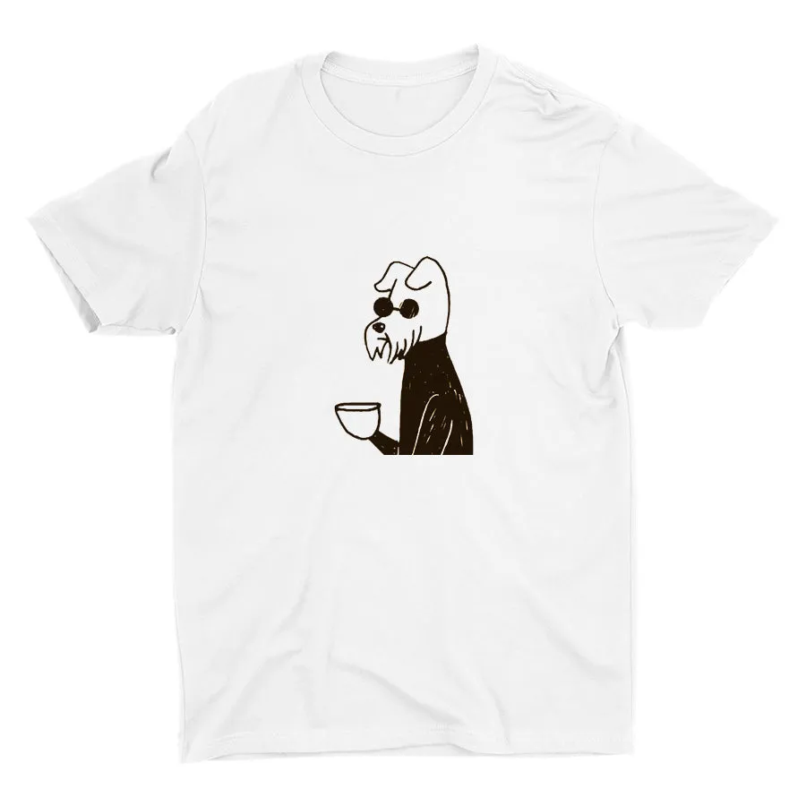 Just A Dog Drinking Tea Cotton Tee
