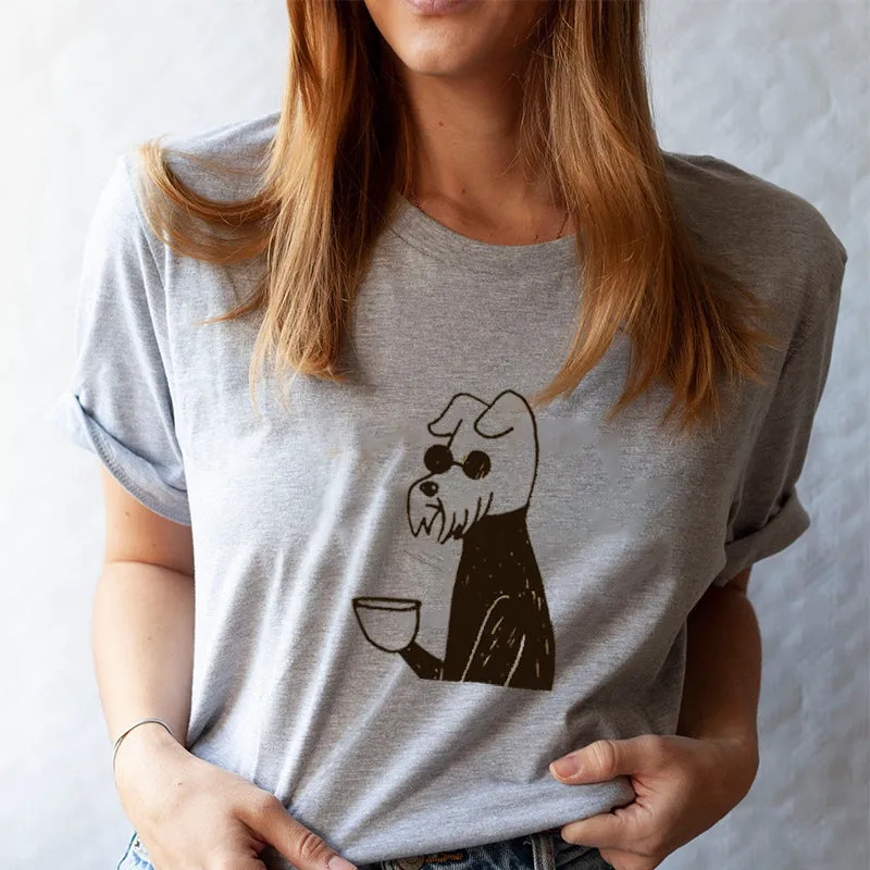 Just A Dog Drinking Tea Cotton Tee