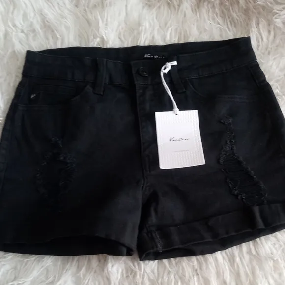 KanCan Black Distressed Denim Shorts Size 27