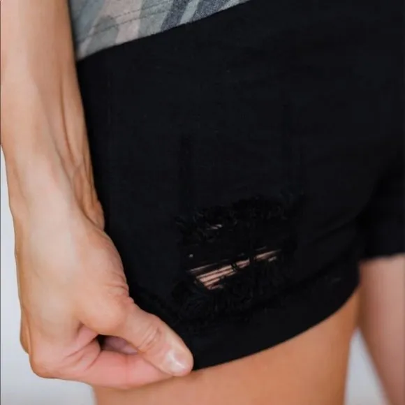 KanCan Black Distressed Denim Shorts Size 27