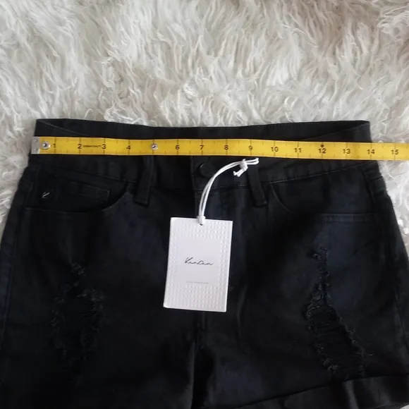 KanCan Black Distressed Denim Shorts Size 27
