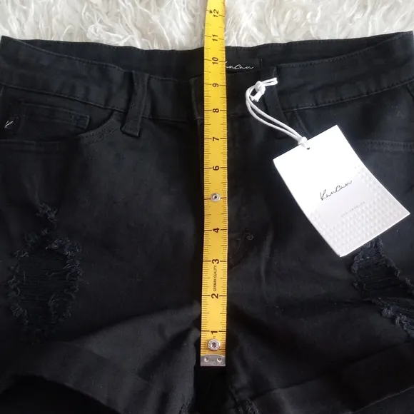 KanCan Black Distressed Denim Shorts Size 27