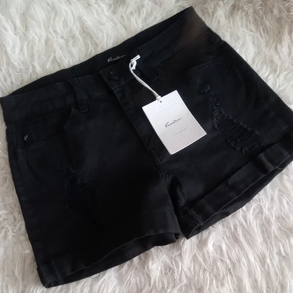 KanCan Black Distressed Denim Shorts Size 27
