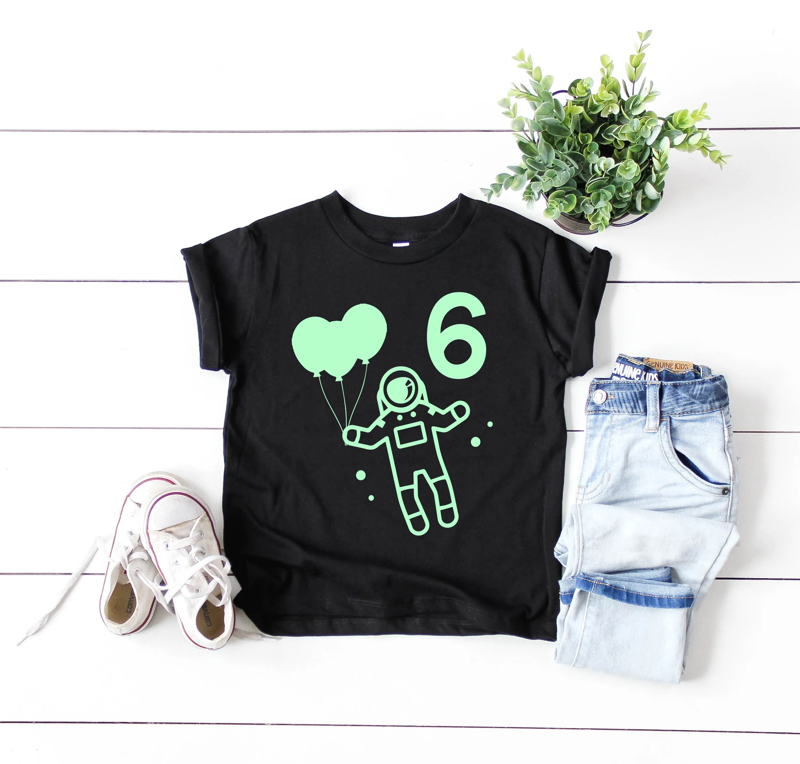 Kids Birthday Shirt - Space Glow In The Dark Shirt - Custom Birthday Shirt