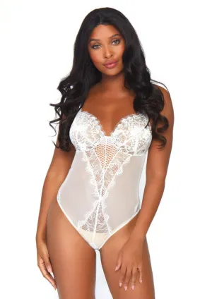 Lace & Mesh Teddy - White - Small