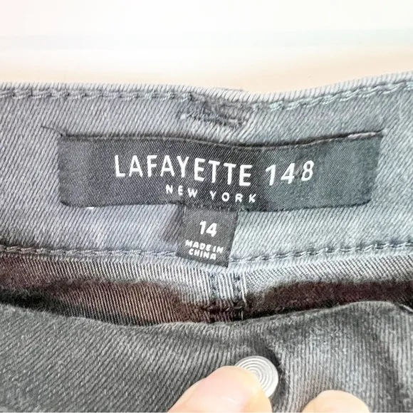 LAFAYETTE 148 NEW YORK DARK GRAY STRAIGHT LEG JEANS WOMENS SZ 14