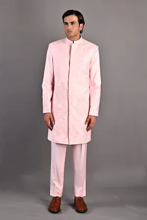 Laurent - Light Pink Abstract Embroidered Achkan Set