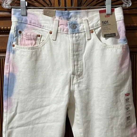 Levi’s 501 Original-Fit Straight Leg Jeans White Tie Dye Visions of Tomorrow