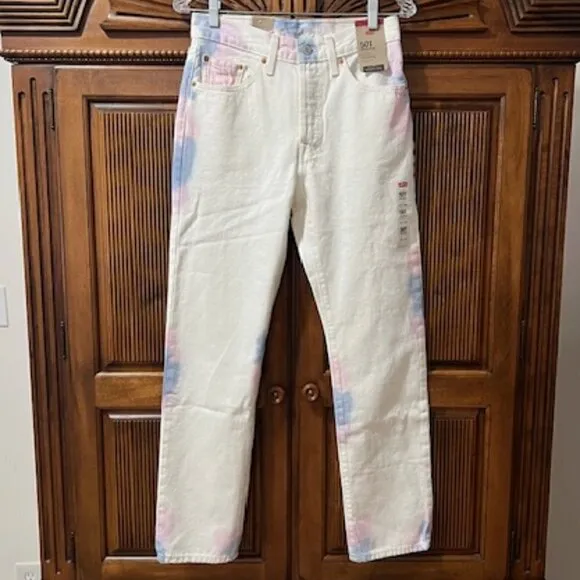 Levi’s 501 Original-Fit Straight Leg Jeans White Tie Dye Visions of Tomorrow