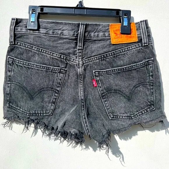 Levi's 501 Short Trashed Black denim cutoff distressed jean shorts 25