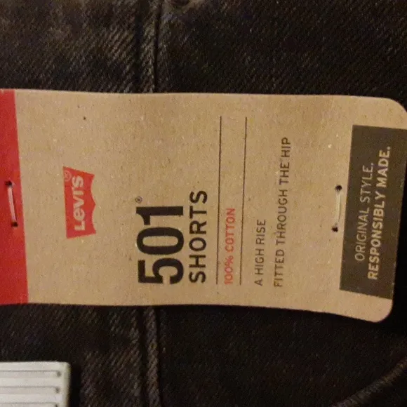 Levi's NWT Women's 501 Button Fly Shorts Distressed Black Cut Off Size 30