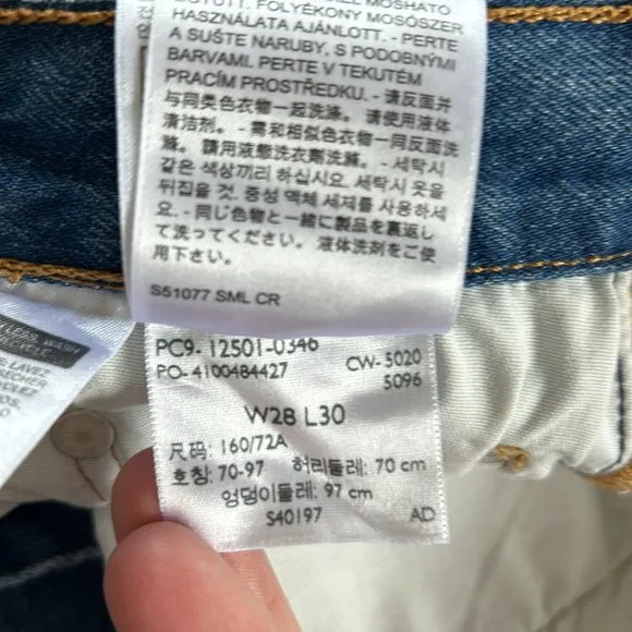 Levi’s Premium 501 Straight Leg Button Fly Jeans Size W28 L30
