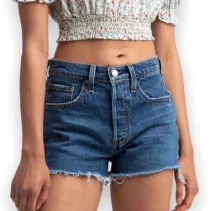 Levi’s Premium high rise 501 denim shorts cut off medium wash size 29