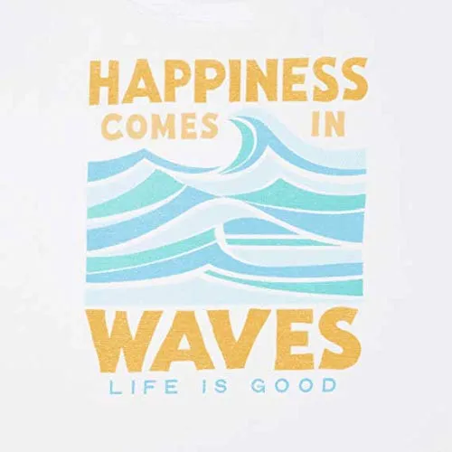 Life is Good Womens Scoop Neck Graphic T-Shirt Crusher Collection, Medium, Happiness,Cloud White