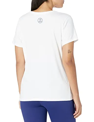 Life is Good Womens Scoop Neck Graphic T-Shirt Crusher Collection, Medium, Happiness,Cloud White