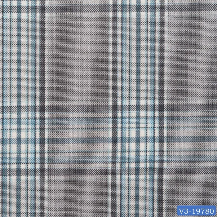 Light Grey with Teal Blue Plaid Check Regular Suit
