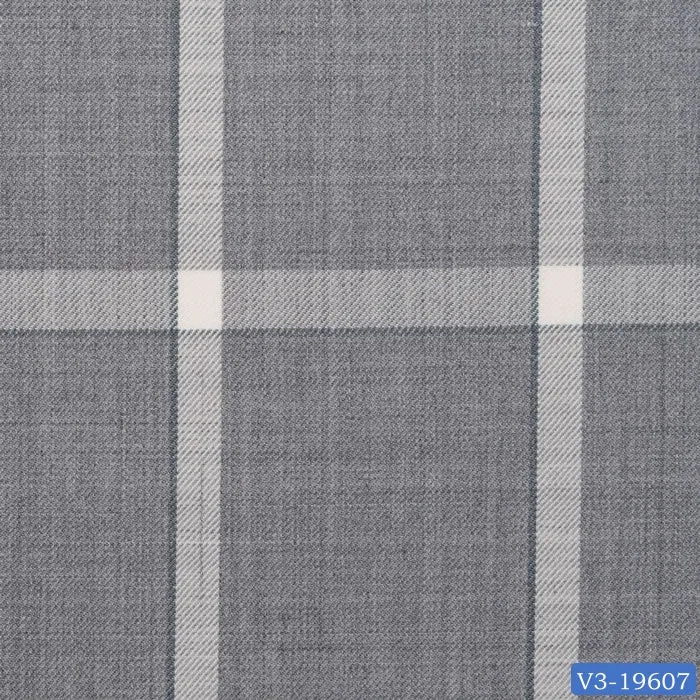 Light Grey with White Check Windowpane Long Suit