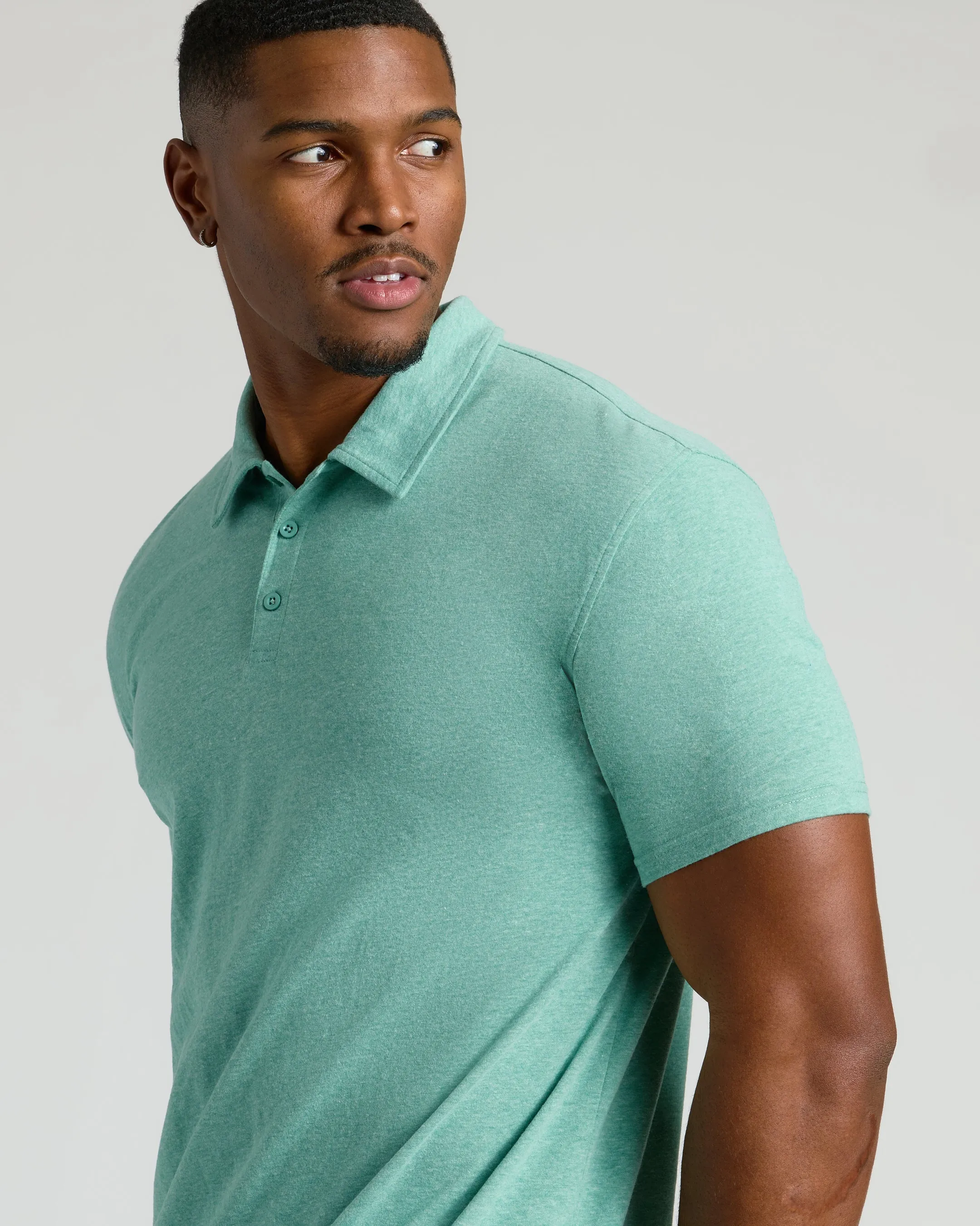 Light Heather Greenery Short Sleeve Tall Polo