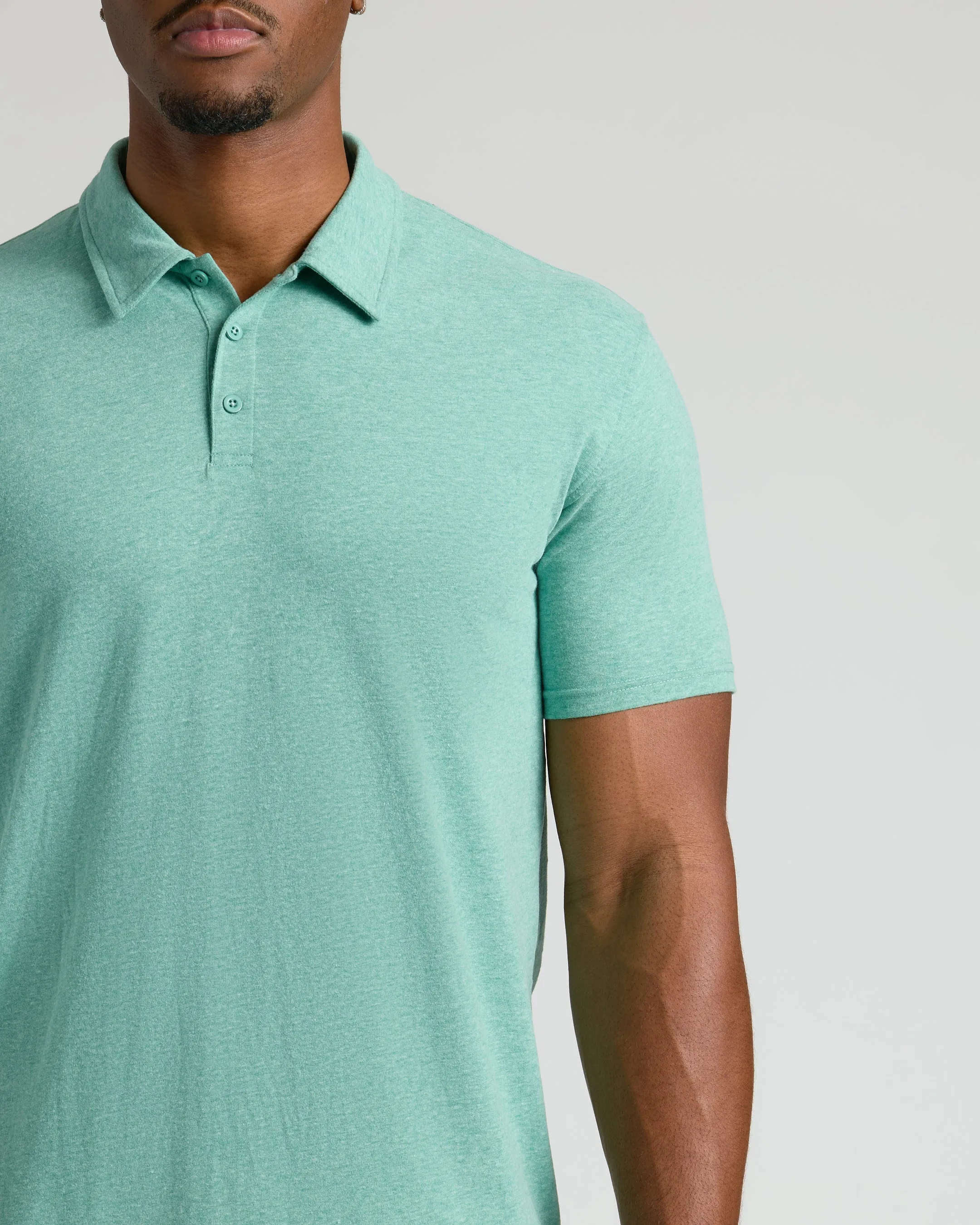 Light Heather Greenery Short Sleeve Tall Polo