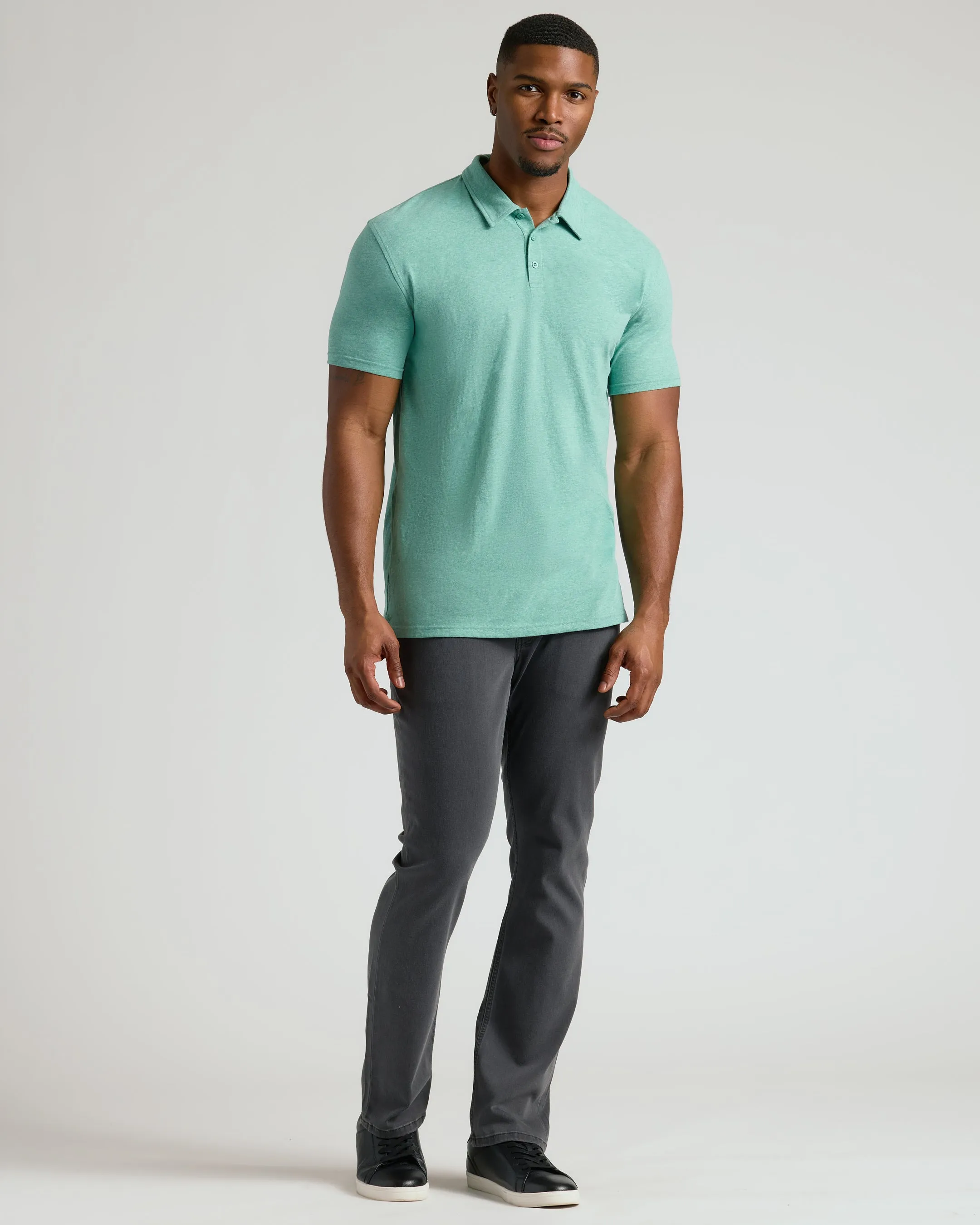 Light Heather Greenery Short Sleeve Tall Polo