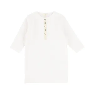Lil Legs Ribbed Tab Tee Three Quarter Sleeve - Pure White