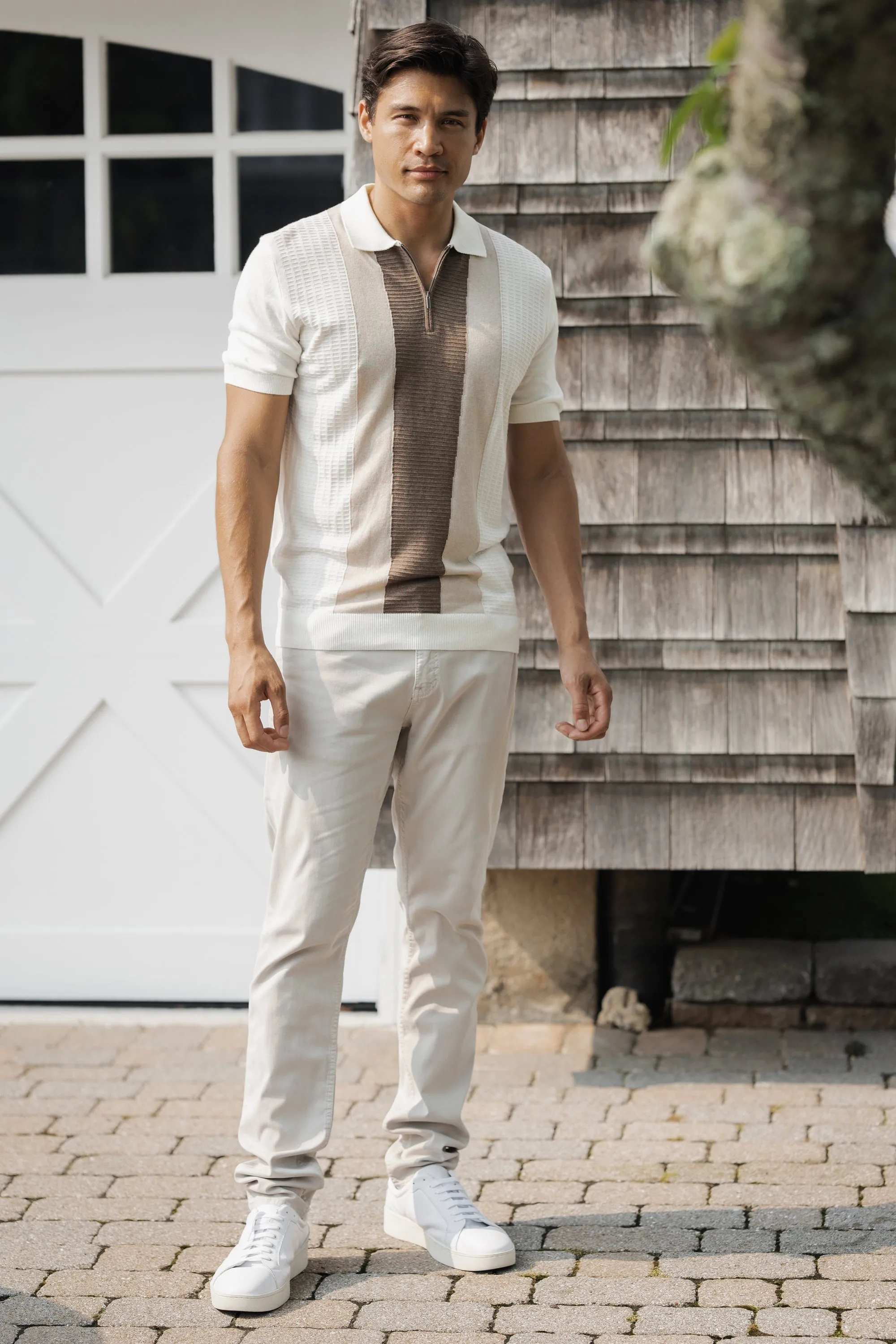Luciano Visconti Front Panel Knit Polo