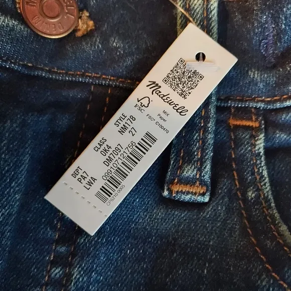 Madewell Jeans Curvy Roadtripper Skinny Denim Jeans Size 27 NM178