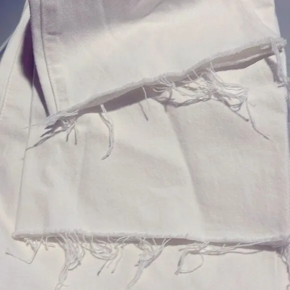 Madewell NWT High Rise Baggy Straight Jeans Size 23 Ripped Edition in White