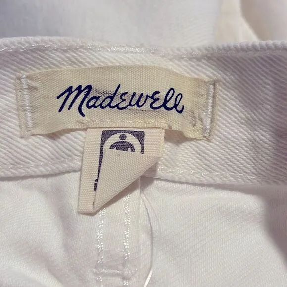 Madewell NWT High Rise Baggy Straight Jeans Size 23 Ripped Edition in White